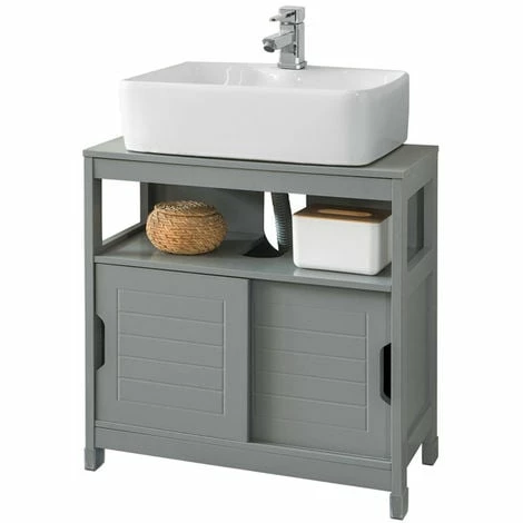 SoBuy Under Sink Bathroom Storage Cabinet with Shelf and Double Sliding Door,FRG128-SG SoBuy Under Sink Bathroom Storage Cabinet With Shelf And Double Sliding Door,FRG128-SG -SOBUY Shop 16499663 1