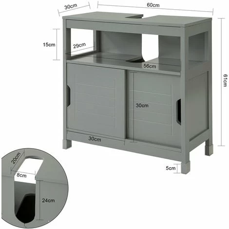 SoBuy Under Sink Bathroom Storage Cabinet with Shelf and Double Sliding Door,FRG128-SG SoBuy Under Sink Bathroom Storage Cabinet With Shelf And Double Sliding Door,FRG128-SG -SOBUY Shop 16499663 4