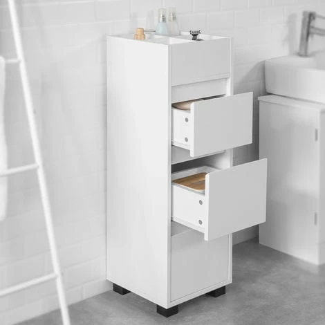 SoBuy White Bathroom Cabinet Bathroom Storage Cabinet Unit With 3 Drawers,BZR29-W 2 SoBuy White Bathroom Cabinet Bathroom Storage Cabinet Unit With 3 Drawers,BZR29-W - Image 2