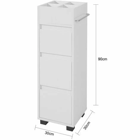 SoBuy White Bathroom Cabinet Bathroom Storage Cabinet Unit With 3 Drawers,BZR29-W 4 SoBuy White Bathroom Cabinet Bathroom Storage Cabinet Unit With 3 Drawers,BZR29-W - Image 4