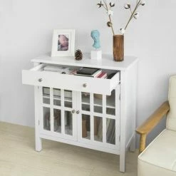 SoBuy White Sideboard Storage Cabinet Cupboard 2 Drawers 2 Door,FSB23-W -SOBUY Shop 17176882 3
