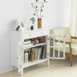 SoBuy White Sideboard Storage Cabinet Cupboard 2 Drawers 2 Door,FSB23-W -SOBUY Shop 17176882 4