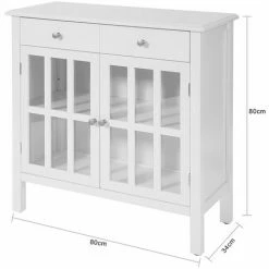 SoBuy White Sideboard Storage Cabinet Cupboard 2 Drawers 2 Door,FSB23-W -SOBUY Shop 17176882 5
