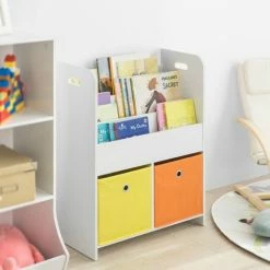SoBuy Children's Storage Bookcase Book Shelf Storage Display Rack Organizer,KMB27-W -SOBUY Shop 17176886 3