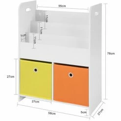 SoBuy Children's Storage Bookcase Book Shelf Storage Display Rack Organizer,KMB27-W -SOBUY Shop 17176886 4