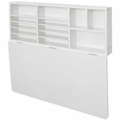 SoBuy Folding Wooden Wall-Mounted Drop-Leaf Table Desk Integrated With Storage Shelves,White ,FWT07-W 7 SoBuy Folding Wooden Wall-Mounted Drop-Leaf Table Desk Integrated With Storage Shelves,White ,FWT07-W -SOBUY Shop 18631058 3