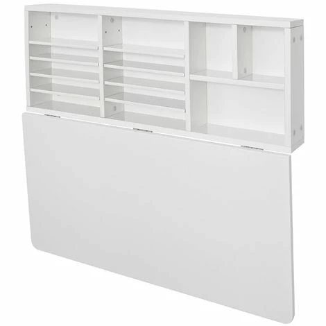 SoBuy Folding Wooden Wall-Mounted Drop-Leaf Table Desk Integrated With Storage Shelves,White ,FWT07-W 3 SoBuy Folding Wooden Wall-Mounted Drop-Leaf Table Desk Integrated With Storage Shelves,White ,FWT07-W - Image 3