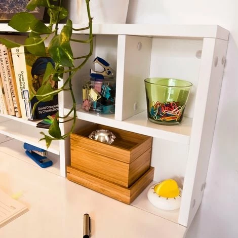 SoBuy Folding Wooden Wall-Mounted Drop-Leaf Table Desk Integrated With Storage Shelves,White ,FWT07-W 5 SoBuy Folding Wooden Wall-Mounted Drop-Leaf Table Desk Integrated With Storage Shelves,White ,FWT07-W - Image 5