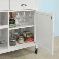 SoBuy Kitchen Storage Trolley Serving Cabinet With Wood Worktop,FKW62-WN -SOBUY Shop 20912344 5