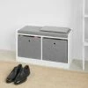SoBuy Storage Shoe Bench With Seat Shoe Chest With 2 Grey Baskets,FSR65-K-DG