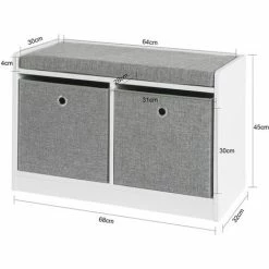 Alternative view of SoBuy Storage Shoe Bench With Seat Shoe Chest With 2 Grey Baskets,FSR65-K-DG