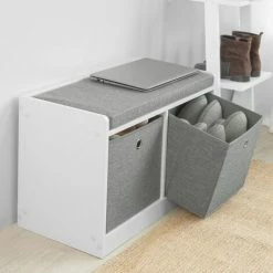 SoBuy Storage Shoe Bench With Seat Shoe Chest With 2 Grey Baskets,FSR65-K-DG 9 SoBuy Storage Shoe Bench With Seat Shoe Chest With 2 Grey Baskets,FSR65-K-DG -SOBUY Shop 22407103 5