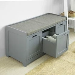 SoBuy Hallway Bedroom Storage Bench Shoe Bench Shoe Rack Shoe Cabinet,FSR80-SG -SOBUY Shop 22407119 5