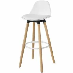 SoBuy Bar Stool With PU Leather Padded Seat & Beech Wood Legs,FST70-W