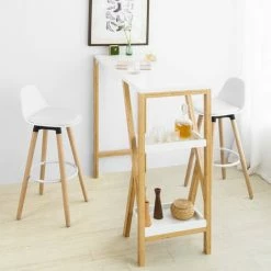 SoBuy Bar Stool With PU Leather Padded Seat & Beech Wood Legs,FST70-W -SOBUY Shop 22407149 5