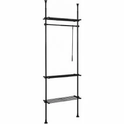 SoBuy Clothes Racks Adjustable Wardrobe Organiser Clothes Shelf System Hanging,Black,KLS07-SCH