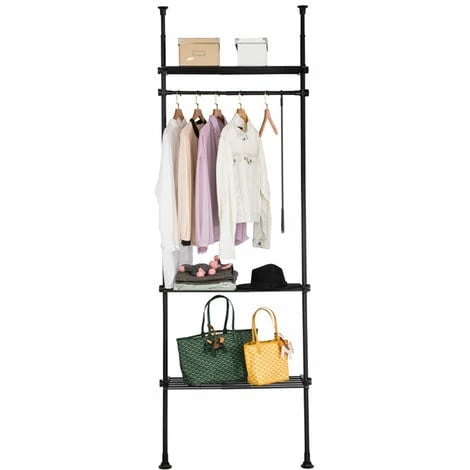 SoBuy Clothes Racks Adjustable Wardrobe Organiser Clothes Shelf System Hanging,Black,KLS07-SCH 2 SoBuy Clothes Racks Adjustable Wardrobe Organiser Clothes Shelf System Hanging,Black,KLS07-SCH - Image 2