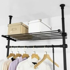 SoBuy Clothes Racks Adjustable Wardrobe Organiser Clothes Shelf System Hanging,Black,KLS07-SCH 8 SoBuy Clothes Racks Adjustable Wardrobe Organiser Clothes Shelf System Hanging,Black,KLS07-SCH -SOBUY Shop 22968660 4