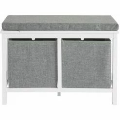 SoBuy 2 Baskets Hallway Bedroom Storage Bench, Shoe Bench Shoe Rack Shoe Cabinet With Seat Cushion,FSR81-HG -SOBUY Shop 23437310 3