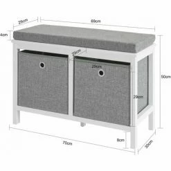 SoBuy 2 Baskets Hallway Bedroom Storage Bench, Shoe Bench Shoe Rack Shoe Cabinet With Seat Cushion,FSR81-HG -SOBUY Shop 23437310 5