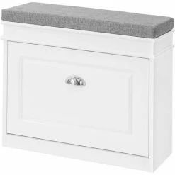 SoBuy Hallway Shoe Storage Cabinet With Flip-Drawer & Padded Sest ,ideal For A Narrow Corridor,FSR82-K-W
