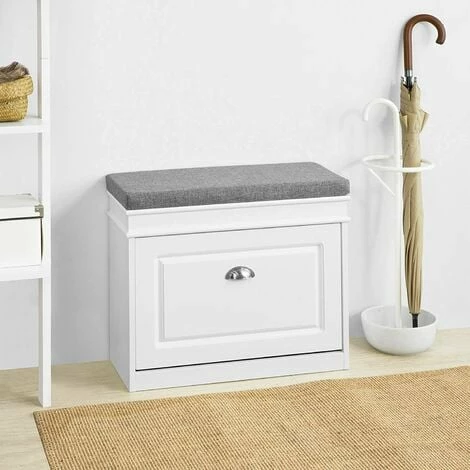 SoBuy Hallway Shoe Storage Cabinet With Flip-Drawer & Padded Sest ,ideal For A Narrow Corridor,FSR82-K-W 2 SoBuy Hallway Shoe Storage Cabinet With Flip-Drawer & Padded Sest ,ideal For A Narrow Corridor,FSR82-K-W - Image 2