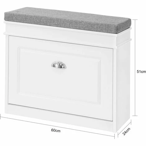 SoBuy Hallway Shoe Storage Cabinet With Flip-Drawer & Padded Sest ,ideal For A Narrow Corridor,FSR82-K-W 4 SoBuy Hallway Shoe Storage Cabinet With Flip-Drawer & Padded Sest ,ideal For A Narrow Corridor,FSR82-K-W - Image 4