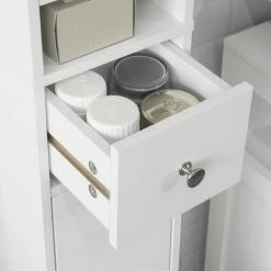 SoBuy White Bathroom Cabinet Bathroom Shelf Bathroom Tall Cabinet Cupboard,BZR34-W -SOBUY Shop 23574368 3