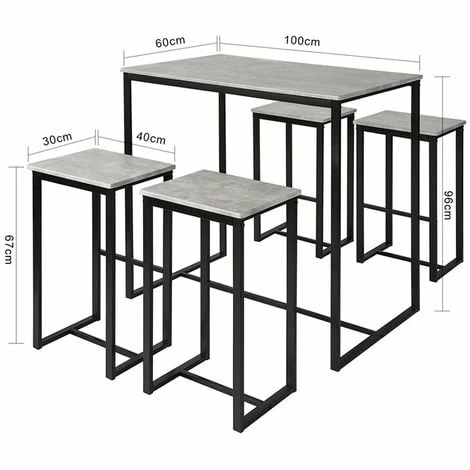 SoBuy Bar Set-1 Bar Table And 4 Stools, Home Kitchen Breakfast Bar Set Furniture Dining Set OGT15-HG 2 SoBuy Bar Set-1 Bar Table And 4 Stools, Home Kitchen Breakfast Bar Set Furniture Dining Set OGT15-HG - Image 2