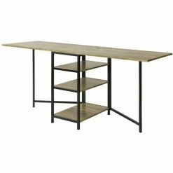 SoBuy Modern Industrial Design Folding Dining Table With 3 Shelves,FWT62-N