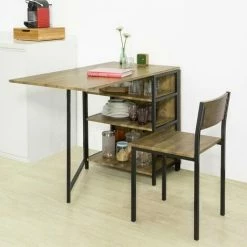 SoBuy Modern Industrial Design Folding Dining Table With 3 Shelves,FWT62-N -SOBUY Shop 26117461 4