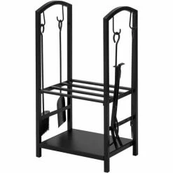 SoBuy 2 Tiers Firewood Rack With 4 Tools, Firewood Shelf Holder Fireplace Log Rack,SDA01-SCH