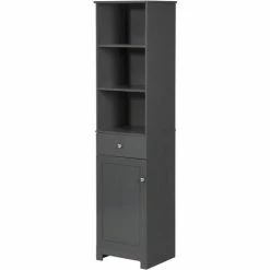 SoBuy Tall Bathroom Cabinet Bathroom Storage Cabinet With 3 Shelves 1 Drawer 1 Cabinet,BZR17-DG