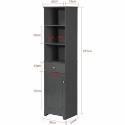 SoBuy Tall Bathroom Cabinet Bathroom Storage Cabinet With 3 Shelves 1 Drawer 1 Cabinet,BZR17-DG -SOBUY Shop 27619867 3