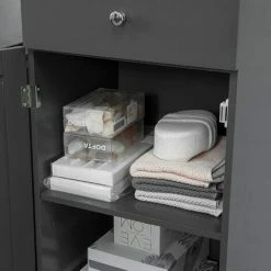 SoBuy Tall Bathroom Cabinet Bathroom Storage Cabinet With 3 Shelves 1 Drawer 1 Cabinet,BZR17-DG -SOBUY Shop 27619867 4