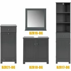 SoBuy Tall Bathroom Cabinet Bathroom Storage Cabinet With 3 Shelves 1 Drawer 1 Cabinet,BZR17-DG -SOBUY Shop 27619867 5