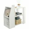 SoBuy New Design 3-Shelves And Two Compartments Table Side Table End Table Coffee Table Lamp Table Night Table, Bed Sofa Side Table, FBT104-W