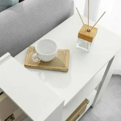SoBuy New Design 3-Shelves And Two Compartments Table Side Table End Table Coffee Table Lamp Table Night Table, Bed Sofa Side Table, FBT104-W -SOBUY Shop 38935417 4