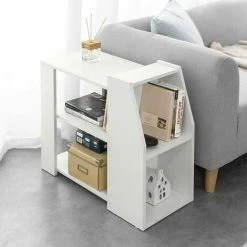 SoBuy New Design 3-Shelves And Two Compartments Table Side Table End Table Coffee Table Lamp Table Night Table, Bed Sofa Side Table, FBT104-W -SOBUY Shop 38935417 5