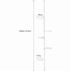 SoBuy 5-Tier Indoor Plant Stand Pole, Adjustable Flower Pots Holder Display Rack, Tension Rod Corner Storage Shelf, White,KLS09-W -SOBUY Shop 39058802 3