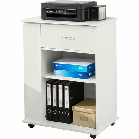 SoBuy Movable Filing Cabinet Printer Stand, Storage Cabinet Cupboard, Side Table End Table,2 Side Shelves, 1 Drawer And 2 Shelves,FSB45-W 1 SoBuy Movable Filing Cabinet Printer Stand, Storage Cabinet Cupboard, Side Table End Table,2 Side Shelves, 1 Drawer And 2 Shelves,FSB45-W