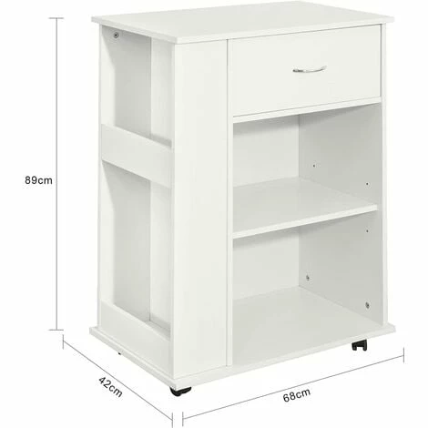 SoBuy Movable Filing Cabinet Printer Stand, Storage Cabinet Cupboard, Side Table End Table,2 Side Shelves, 1 Drawer And 2 Shelves,FSB45-W 3 SoBuy Movable Filing Cabinet Printer Stand, Storage Cabinet Cupboard, Side Table End Table,2 Side Shelves, 1 Drawer And 2 Shelves,FSB45-W - Image 3