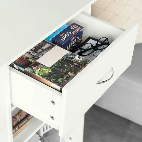 SoBuy Movable Filing Cabinet Printer Stand, Storage Cabinet Cupboard, Side Table End Table,2 Side Shelves, 1 Drawer And 2 Shelves,FSB45-W 4 SoBuy Movable Filing Cabinet Printer Stand, Storage Cabinet Cupboard, Side Table End Table,2 Side Shelves, 1 Drawer And 2 Shelves,FSB45-W - Image 4