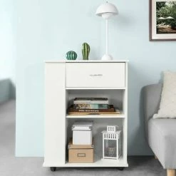 SoBuy Movable Filing Cabinet Printer Stand, Storage Cabinet Cupboard, Side Table End Table,2 Side Shelves, 1 Drawer And 2 Shelves,FSB45-W 9 SoBuy Movable Filing Cabinet Printer Stand, Storage Cabinet Cupboard, Side Table End Table,2 Side Shelves, 1 Drawer And 2 Shelves,FSB45-W -SOBUY Shop 40332679 5