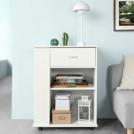 SoBuy Movable Filing Cabinet Printer Stand, Storage Cabinet Cupboard, Side Table End Table,2 Side Shelves, 1 Drawer And 2 Shelves,FSB45-W 5 SoBuy Movable Filing Cabinet Printer Stand, Storage Cabinet Cupboard, Side Table End Table,2 Side Shelves, 1 Drawer And 2 Shelves,FSB45-W - Image 5
