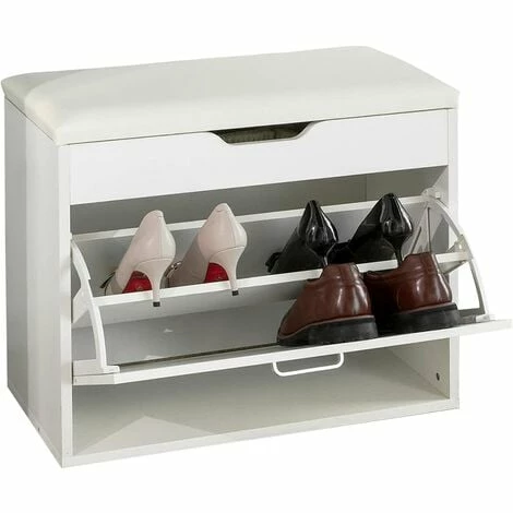 SoBuy Shoe Bench Padded Seat & Flip-drawer,Shoe Cabinet,Shoe Rack,FSR95-W 1 SoBuy Shoe Bench Padded Seat & Flip-drawer,Shoe Cabinet,Shoe Rack,FSR95-W