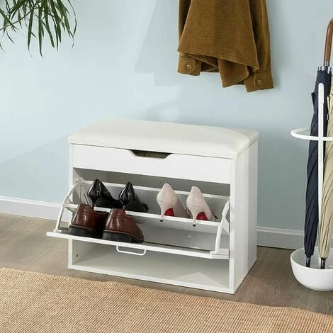 SoBuy Shoe Bench Padded Seat & Flip-drawer,Shoe Cabinet,Shoe Rack,FSR95-W 2 SoBuy Shoe Bench Padded Seat & Flip-drawer,Shoe Cabinet,Shoe Rack,FSR95-W - Image 2