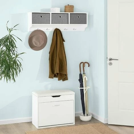 SoBuy Shoe Bench Padded Seat & Flip-drawer,Shoe Cabinet,Shoe Rack,FSR95-W 3 SoBuy Shoe Bench Padded Seat & Flip-drawer,Shoe Cabinet,Shoe Rack,FSR95-W - Image 3