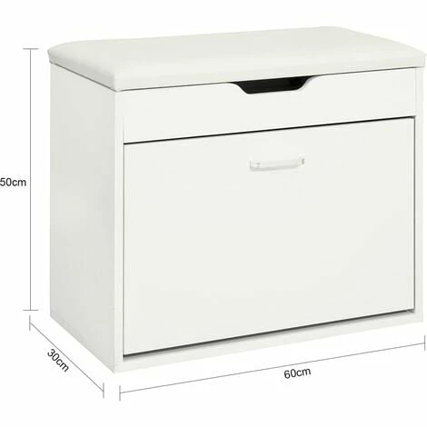 SoBuy Shoe Bench Padded Seat & Flip-drawer,Shoe Cabinet,Shoe Rack,FSR95-W 4 SoBuy Shoe Bench Padded Seat & Flip-drawer,Shoe Cabinet,Shoe Rack,FSR95-W - Image 4