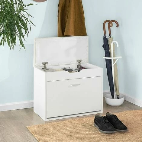 SoBuy Shoe Bench Padded Seat & Flip-drawer,Shoe Cabinet,Shoe Rack,FSR95-W 5 SoBuy Shoe Bench Padded Seat & Flip-drawer,Shoe Cabinet,Shoe Rack,FSR95-W - Image 5
